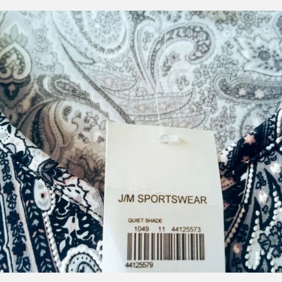 NWT C est 1946 Blouse/Top Black/White Paisley - Picture 4 of 7